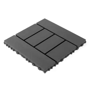 Plastic Interlocking Decking Tiles - 44 Packs 12in x 12in Modular Tile Panel Click-Parquet, Waterproof PVC, Dark Gray Black Iridescent, High-Gloss Water-Based Coated, Self-Leveling Epoxy for Backyard Pool All-Weather Use, Black Iridescent Tile Click-Parqu