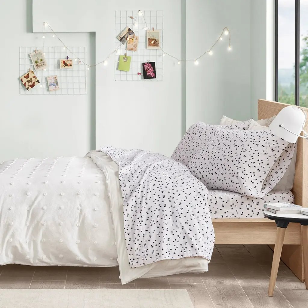 Cotton Flannel Printed Bedding Sheets Set - Soft Bed Linens for Bedroom Use