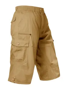 MAGCOMSEN Mens Cargo Shorts Long Capri Elastic Below The Knee 3/4 Cotton Casual Summer Shorts with Pockets