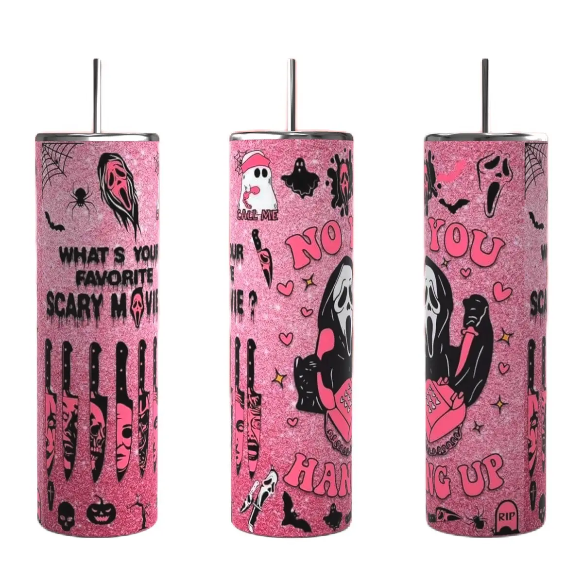 Pink Scream What’s Your Favorite Scary Movie / You Hang Up First Tumbler