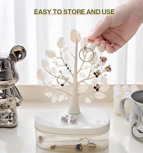 1pc Creative Tree Jewelry Storage Box - Desktop Cosmetics Display Box, Dustproof Plastic Storage Container For Jewelry, Small Items And Cosmetics, Multi-functional Storage Organizer, Desktop Decor - Jewelry and Cosmetics Storage Box