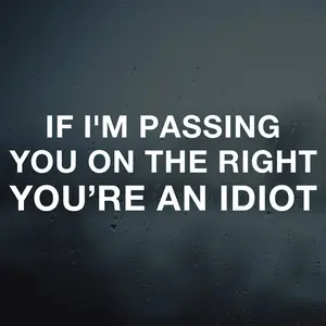 If I'm Passing You On The Right, You’re An Idiot Vinyl Decal Sticker, Car Window Rearview Mirror Bumper Laptop Decal