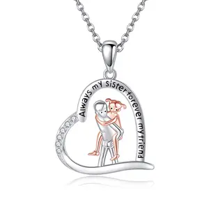 925 Sterling Silver Sibling Heart Necklace - A Symbol of Lifelong Bond