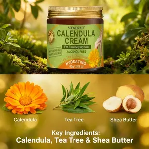 Calendula Cream, Calendula Essence, Shea Butter, Moisturizes Skin, Soothes Dryness, Hand & Face Care, Family Use, 80g/2.82oz, Winter Daily Care