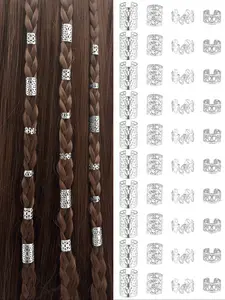 40pcs Hair Jewelry Set, Hair Cuffs & Rings, Multi-Style Hair Accessory, Adjustable Hair Beads for Braids, Locs, Dreads