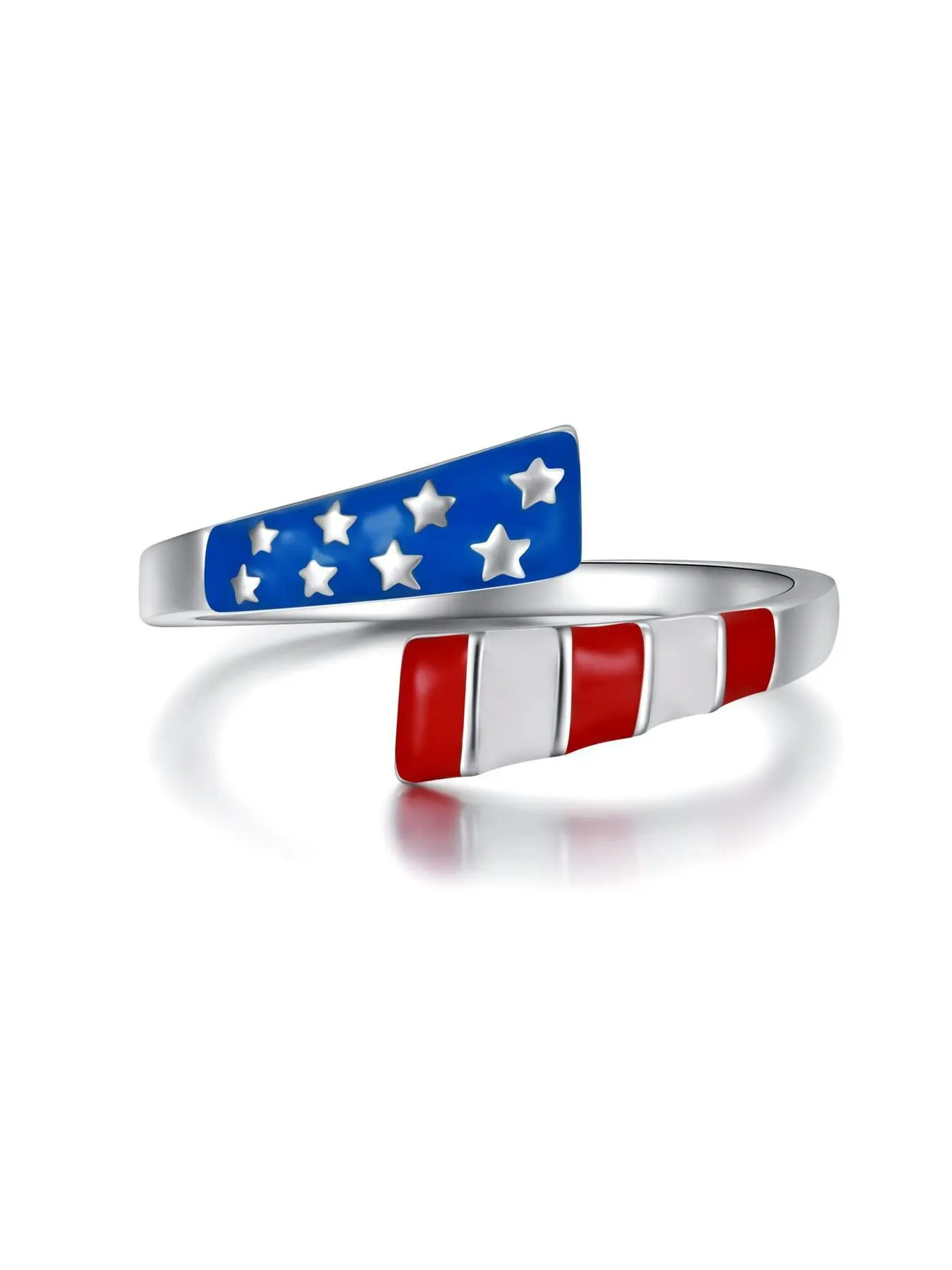 American flag and stars-and-stripes stainless steel open ring, Independence Day patriotic themed oil-drop jewelry, American flag ring, patriotic star open design ring, July 4th Independence Day jewelry gift, Adjustable