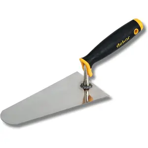 Plaster and Brick Trowel - Size 8" - German Stainless Steel Ensures Rust-Free Performance for Masonry Tools, Bricklaying, Plastering - Commercial and DIY Use - Made in Europe - Soft Grip