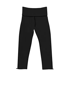 High Rise 3/4 Length Leggings Plain Black