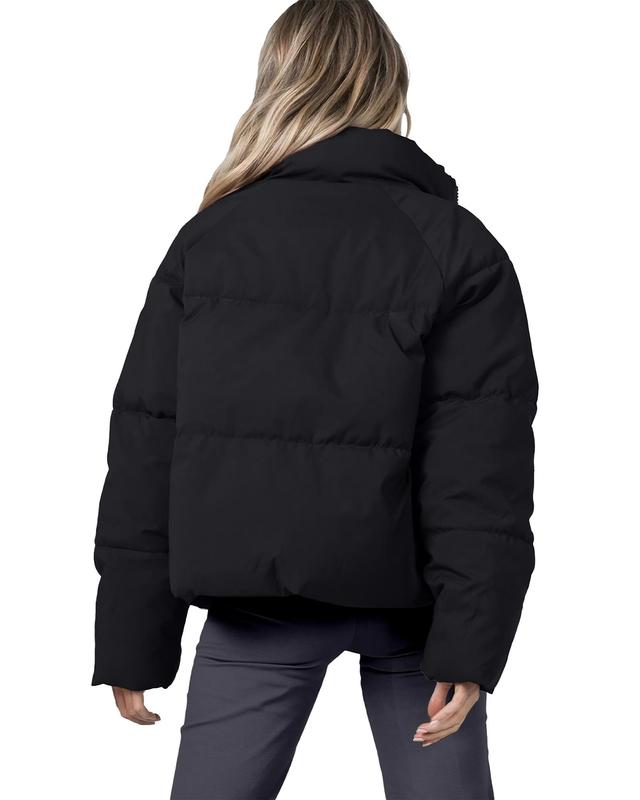 Polu Women's Puffer Jackets Oversized Long Sleeve Winter Zipper Coat Warm Quilted Jackets with Pockets