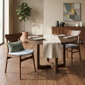 Sorelli Dining Chair Set with Curved Panel Back & Padded Seats by FOA Mid-Century Modern Design Durable Wood Construction Set of Two Chairs