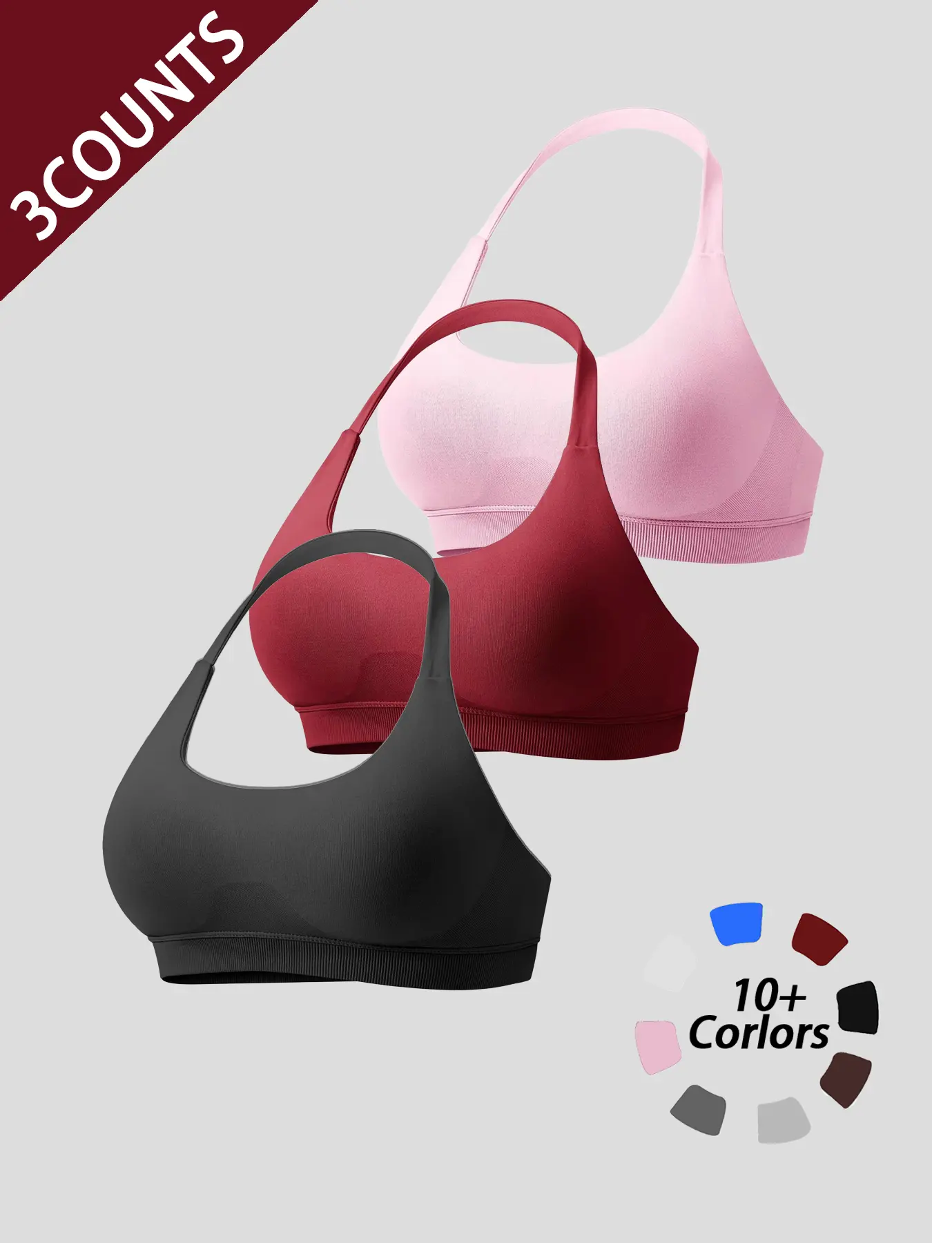 Women's solid color quick drying comfortable high elasticity bra, suitable for yoga, girls' gym exercise, Pilates exercise, all season knitted camisole women's underwear, giving you the best exercise experience, women's all season sports underwear