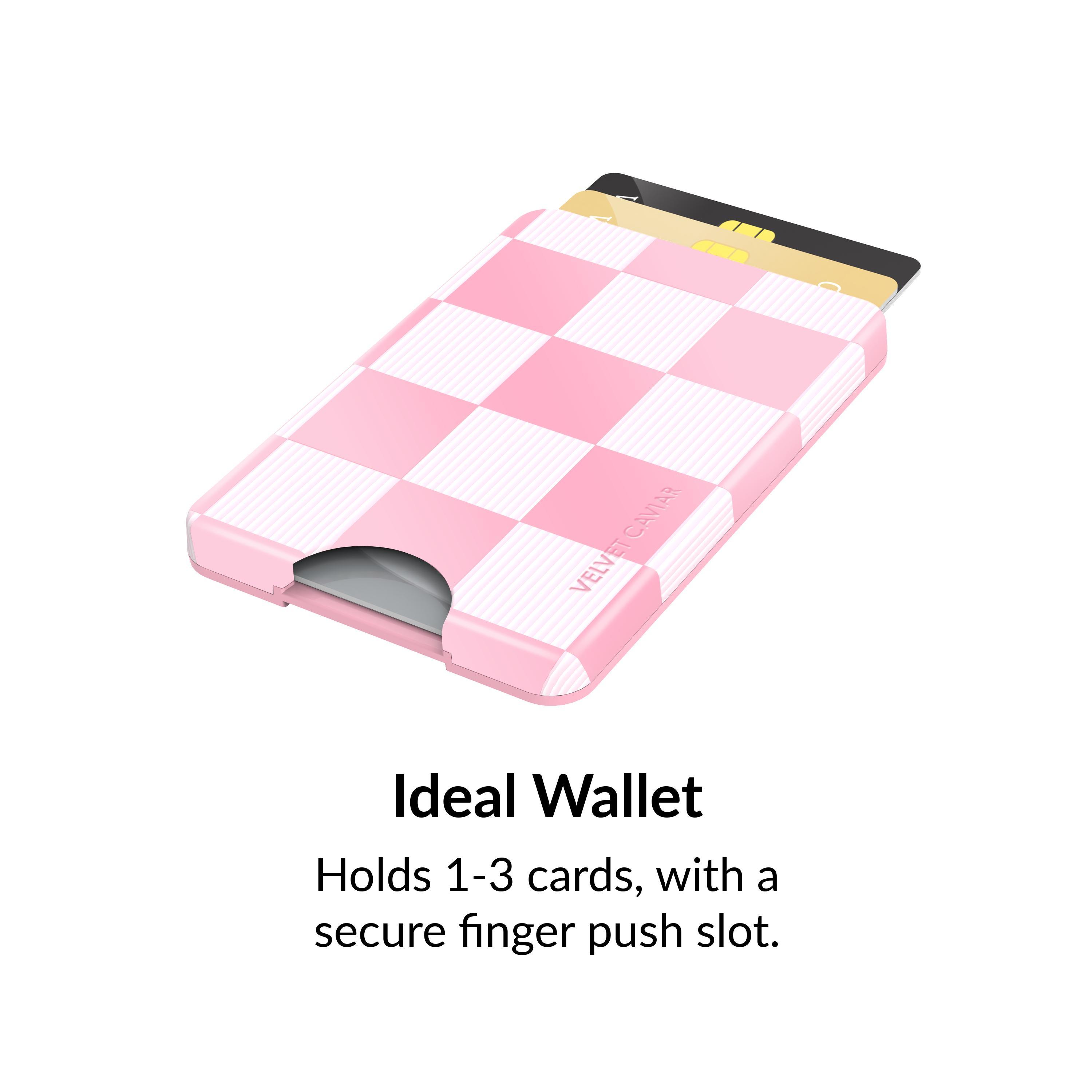 Velvet Caviar Pink Vibe Checkered Magsafe Wallet - Stylish Magnetic Card Holder for iPhone with Secure & Slim Design