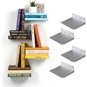 Floating Invisible Bookshelf Wall Mounted (Set of 4) -  - Turn Books into Floating Shelves
