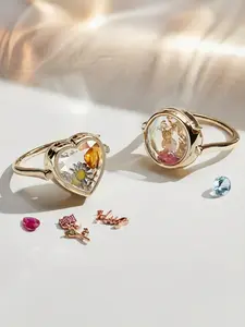 1PC Fashion Bohemian Simple and Versatile Ring Pendant, Open and Close Love Circular Box, December Birthday Stone Box Ring, Family Ring, Jewelry Gifts for Friends and Lovers, etc