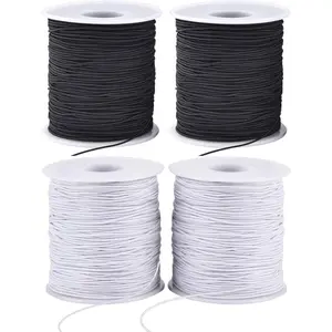 Stretchy String for Bracelets, 4 Rolls 1 mm Sturdy Elastic String Elastic Cord for Jewelry Making, Necklaces, Beading (2 Black+ 2 White)