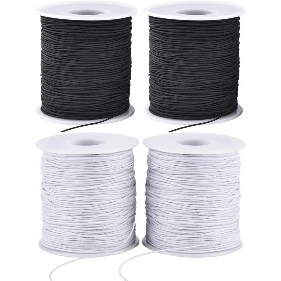 Stretchy String for Bracelets, 4 Rolls 1 mm Sturdy Elastic String Elastic Cord for Jewelry Making, Necklaces, Beading (2 Black+ 2 White) summerwins