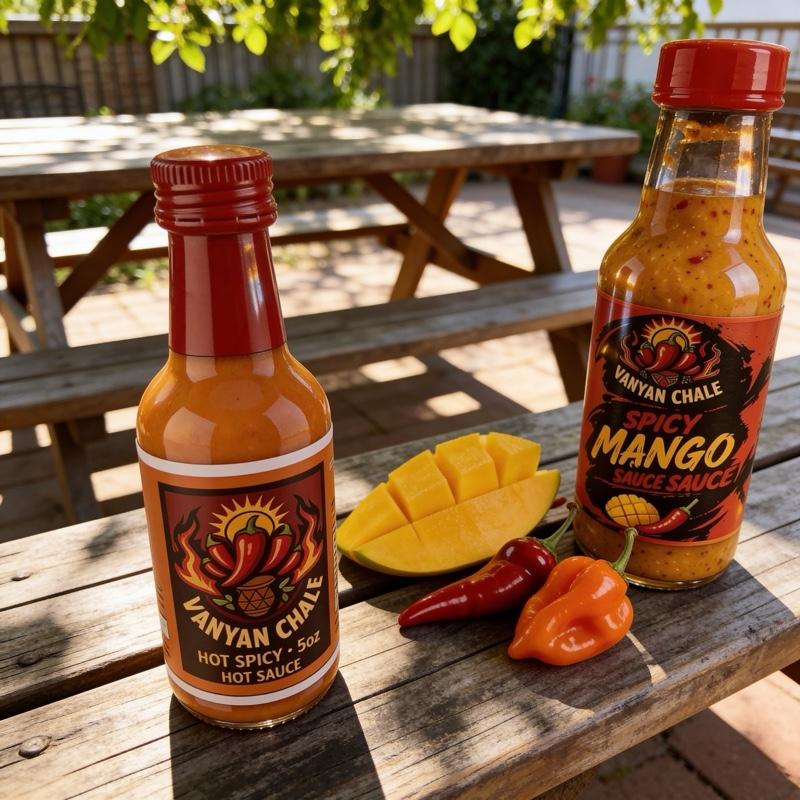 Vanyan Chale Pack 2 - Original Hot Sauce & Spicy Mango Sauce 5oz - Perfect for Flavorful Dips and Meals