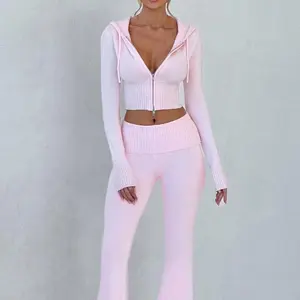 2 Piece Sets Women's Trendy Slim Fit Hooded Sweatsuit Sets