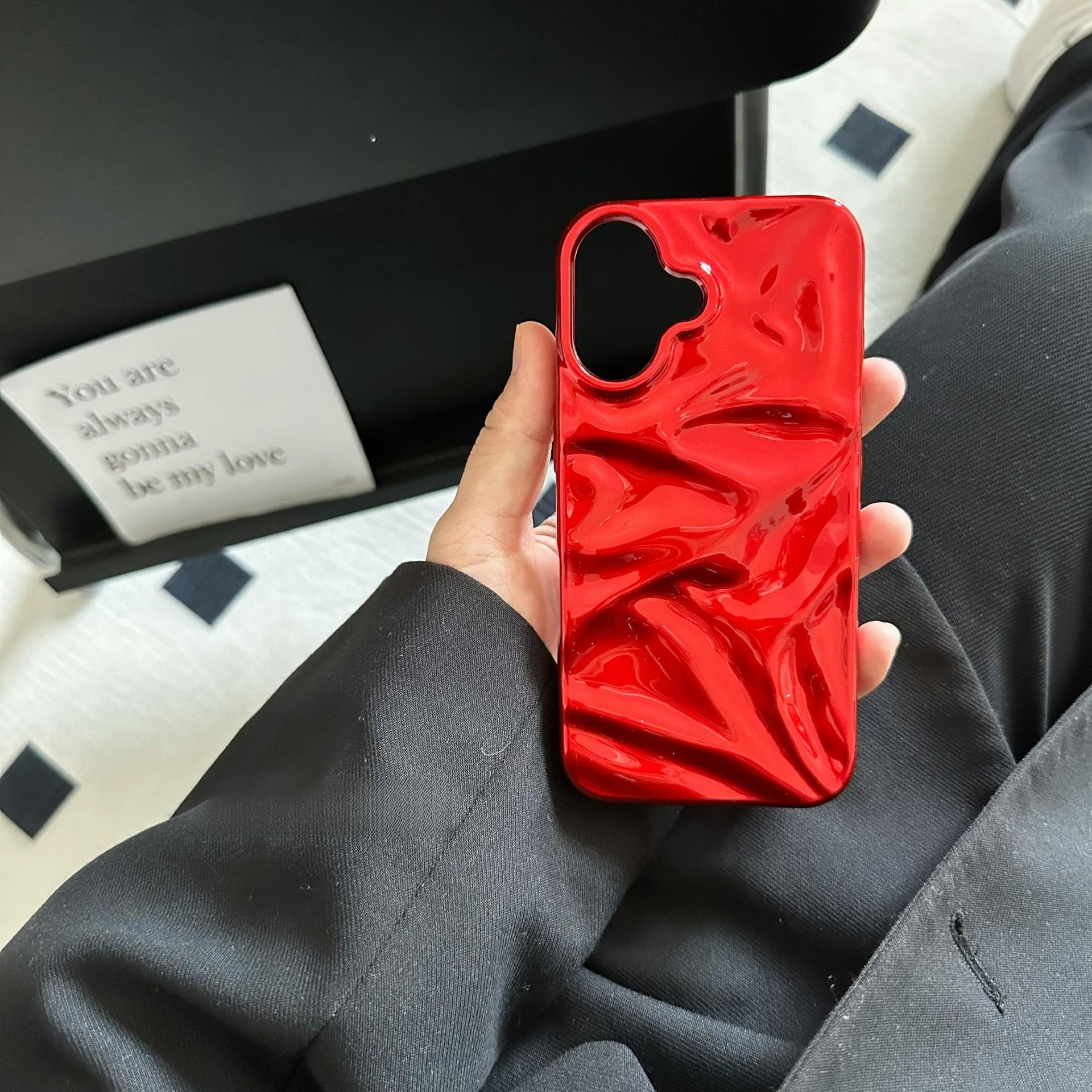 (Case & Nova.) 3D Wavy Ripple Glossy Phone Case, Compatible with iPhone 17 Pro Max, 16, 15, 14, 13, Luxury Shockproof Protective Cover junk