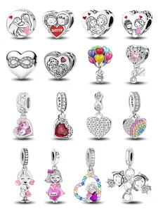 Whimsical European Style Spacer and Dangle Charms with Sister Mother and Balloon Motifs in Copper for Women’s DIY Jewelry