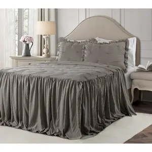 Ravello Pintuck Ruffle Skirt 3-Piece King Bedspread By Lush Decor
