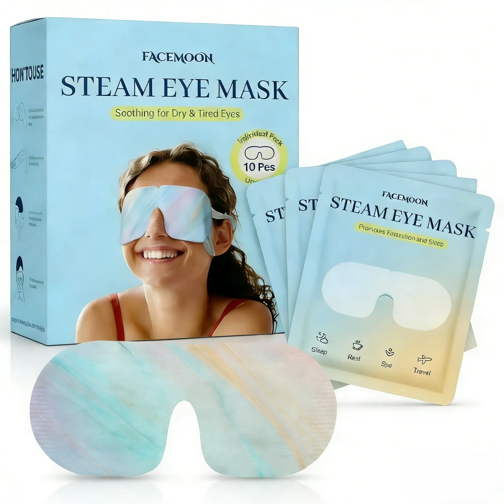 FACEMOON Boxed Self-Heating Steam Eye Mask - No-Microwave Heated Sleeping Mask for Dry Eyes, Stye Relief, Screen-Time Recovery, Soothing Night Routine Gift (Beauty & Personal Care)