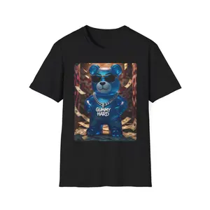 Blue Bear with Sunglasses T-Shirt | Graphic Bear Illustration