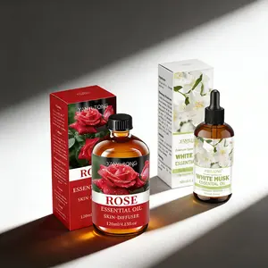 Rose & Jasmine Essential Oil Gift Set, 120ML Rose Oil and 100ML Jasmine Oil, Fast Absorbing Natural Plant Oils for Skincare and Aromatherapy