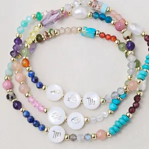 Zodiac Gemstone Bracelet - Personalized Astrology Bracelet with Colorful Beads and Zodiac Symbols for Astrology Enthusiasts