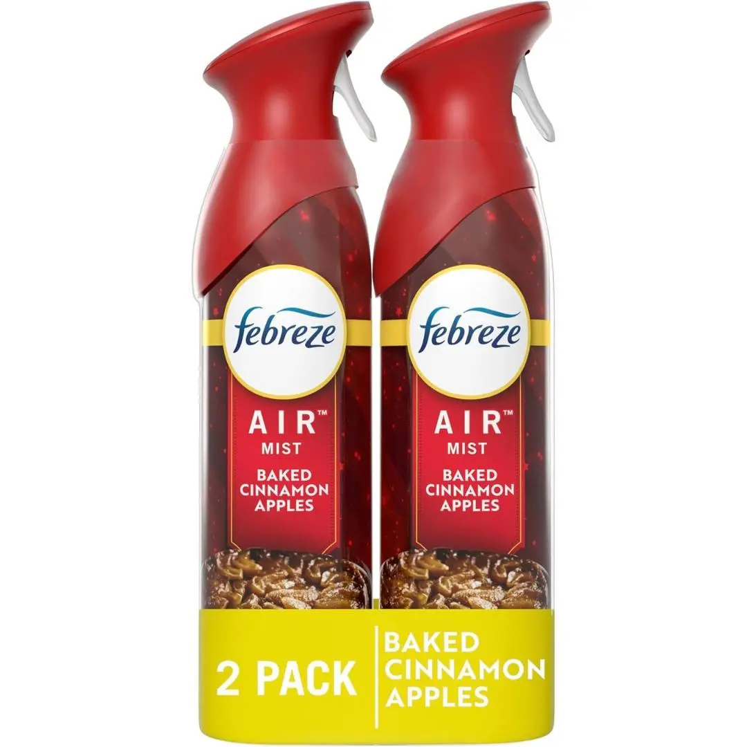 Febreze Air Mist Air Freshener Spray, Odor-Fighting Room Spray, Air Fresheners for Home and Bathroom and Kitchen, Aerosol Can, Baked Cinnamon Apples Scent, 8.8oz, 2 Count