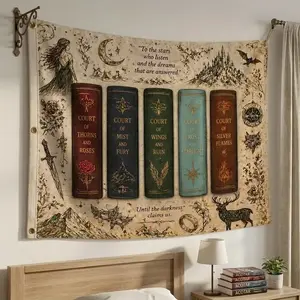 A Court of Thorns and Roses Tapestry, Fantasy Book Series Wall Hanging, Magical Library Decor, Literary Themed Wall Art
