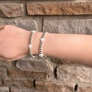 Handmade Small Silver Beaded Cross Bracelets