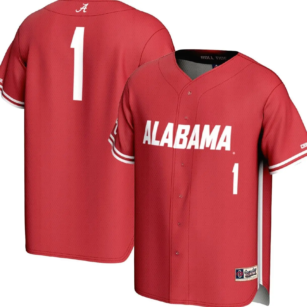 #1 Alabama Crimson Tide GameDay Greats Lightweight Baseball Fashion Jersey - Crimson