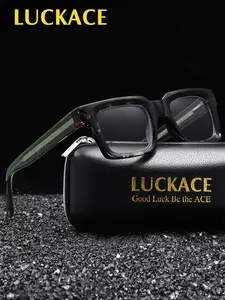 Luckace Fashion Trending Eyeglasses Anti-Blue Light Glasses Leopard Print PC Square Frame Reading Glasses, High Definition Lens, High Quality Eyewear, Unisex Daily Wear