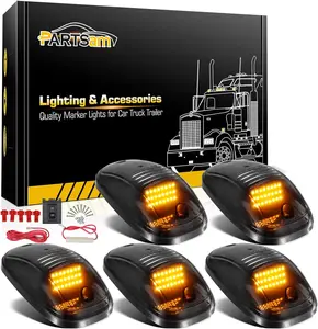 Partsam Amber LED Smoke Cab Roof Running Top Marker Lights 264146BK Assembly