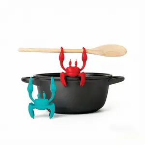 Silicone Crab Utensil Rest & Spoon Holder for Stove Top | Heat-Resistant Lid Lifter & Spatula Rack | Mess-Free Countertop Kitchen Gadgets & Cooking Essentials