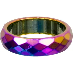 Faceted Rainbow Hematite Ring