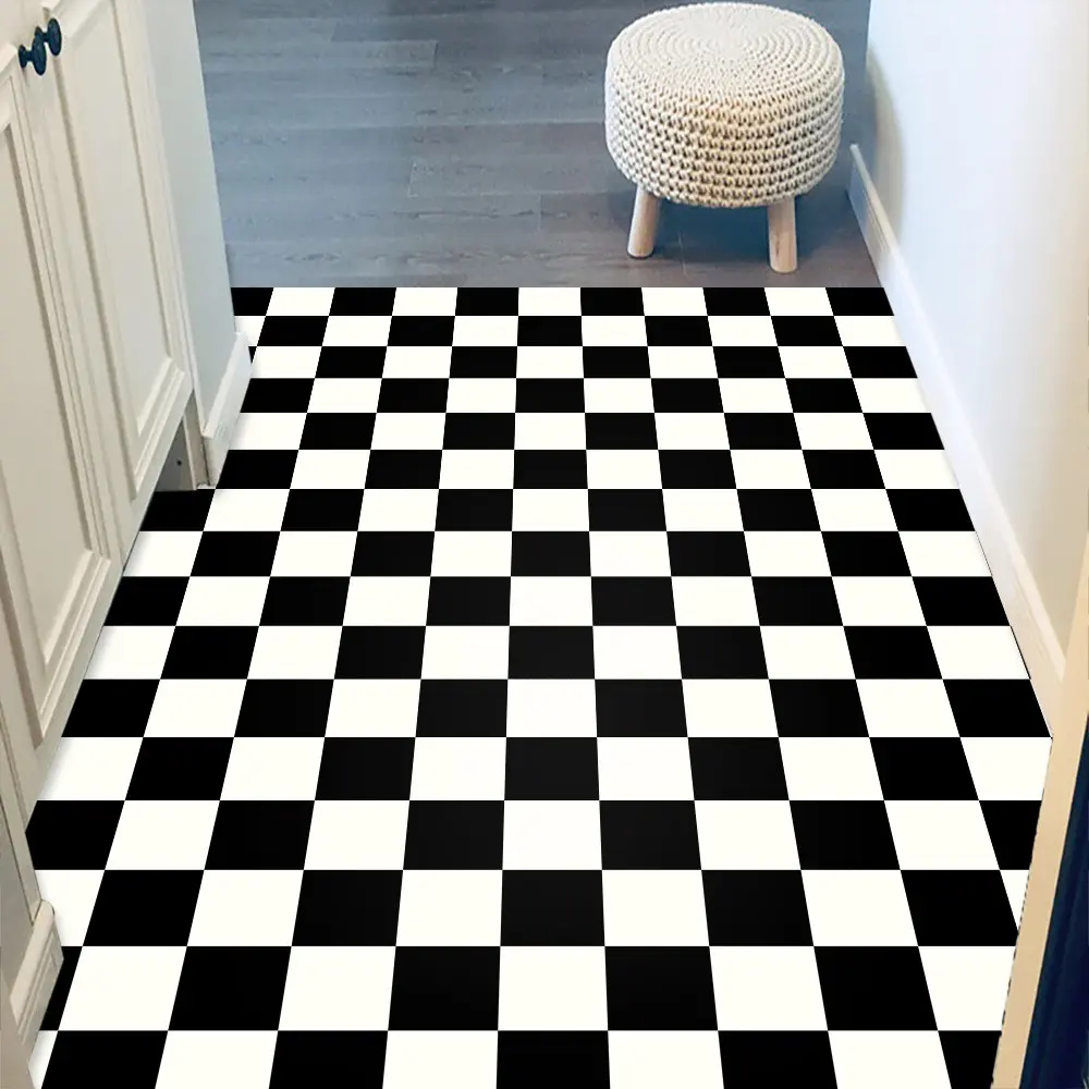 Self-Adhesive Floor Tiles Set, Interlocking Tile, Retro Modern Chessboard Style, Waterproof Durable Easy Clean No Residue Glue