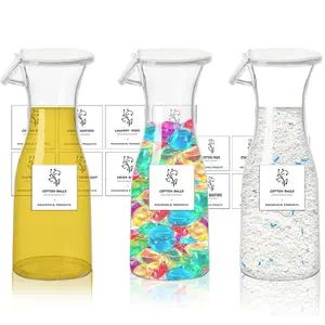 3 Pack Laundry Detergent Dispenser 20oz with Waterproof Label for Laundry Room,Fabric Softener Dispenser,Laundry Soap Dispenser Liquid Laundry Detergent Container,Laundry Detergent Organizer, Plastic Dispensing Bottle