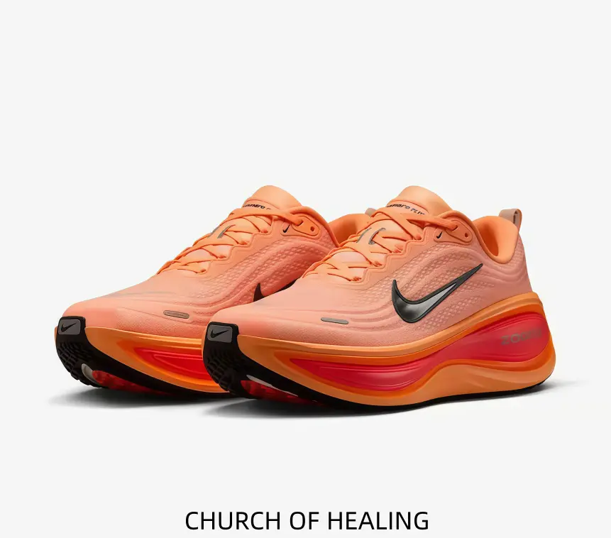 Gradient Orange-Pink Running Shoes With Bold Red ZoomX Midsole — Engineered For Maximum Energy Return And Street-Ready Style, Perfect For Long Runs Or Urban Commutes