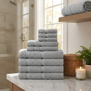 10 Piece Towel Set with Upgraded Softness & Durability, Grey