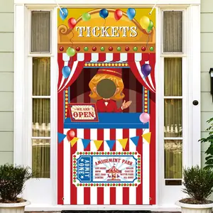 2D Flat Banner Door Cover, Carnival Ticket Booth Banner, Amusement Park Photo Booth Background, Party Birthday Decorations, No Power Needed