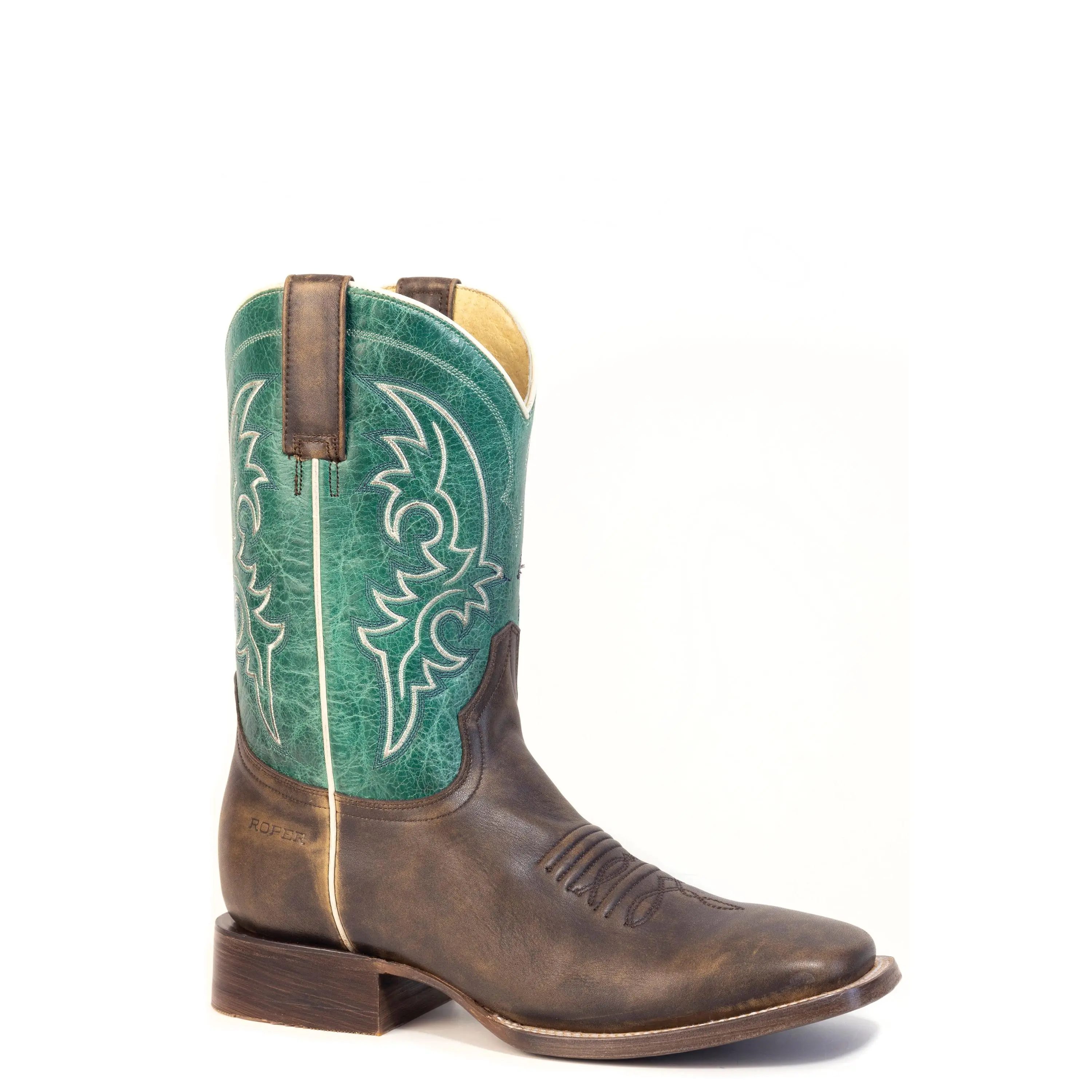 Men's Roper Cash Leather Boots Handcrafted Brown