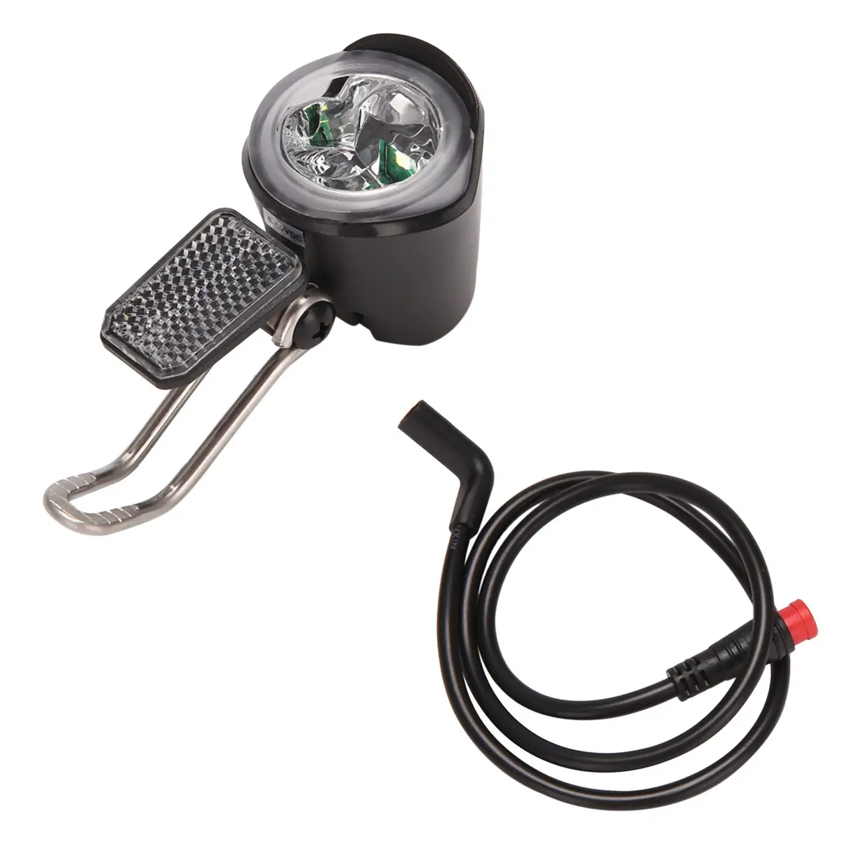 Ebike LED Headlight 6V-60V, Universal Fit Front Mount Ebike Accessories for City and Road Biking, Mixed Material Construction, Led Light, City Riding, Frame Mount, Waterproof Plug, 6V-60V Range, 2-Pin Connector, Fits Most Ebikes