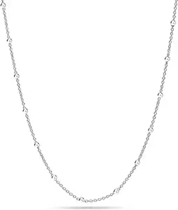 LeCalla 925 Sterling Silver Italian Bead Station Cable Chain Necklace for Women 18 Inches