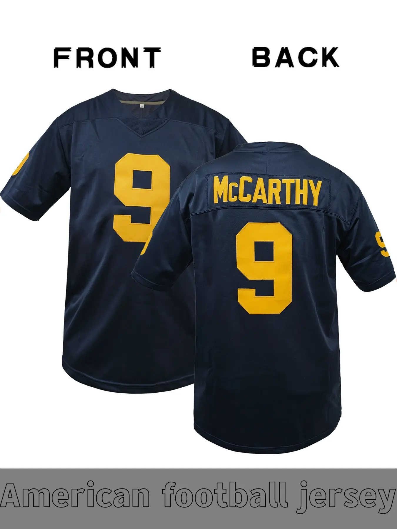 Men's McCarthy #9 Retro Navy Embroidered Jersey, American Football Jersey, Classic College Sportswear, Football Uniform, Sports clothing - Suitable for all seasons, casual, training, and street style rugby enthusiasts