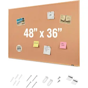 - Cork Notice Board, 48 X 36 Inches, Cork Bulletin Board for Walls, Pin Boards, Framed Corkboard, Decorative  Pin Boards,  for Office &  Decor