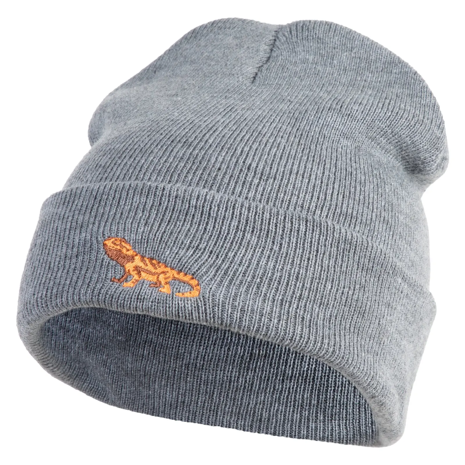 Standing Bearded Dragon Embroidered Super Stretch Knit Watch Cap Beanie