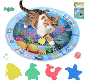 Water Sensory Playmat for Cats, Thickened Upgraded Cat Dog Toys Bored Pet Animals Kicker Toys Self Play Mat, Interactive Pet Water Sensory Mat Pad Cooling Mat Indoor Outdoor Exercise