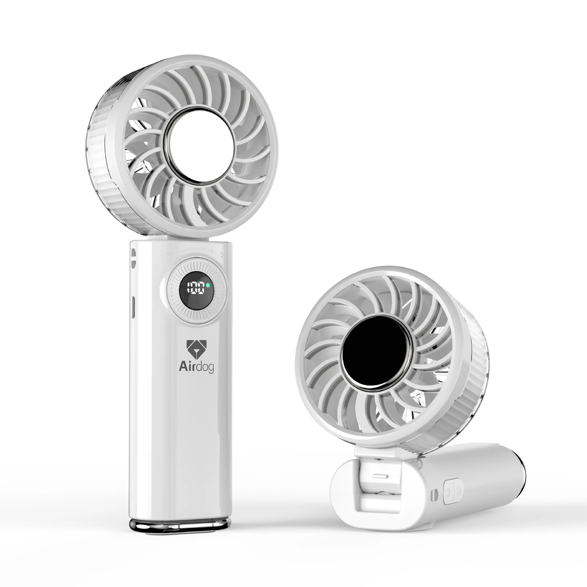 Airdog 5000mAh Portable Handheld Fan F200, Ice Cooling, 100 Speeds Strong Wind Airflow, Powerful Wind Motor, Foldable Pocket Fan for Travel & Outdoor, Summer Gifts for Women Men